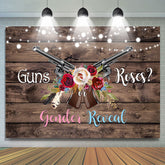 Lofaris Guns Or Roses Wooden Gender Reveal Baby Shower Backdrop